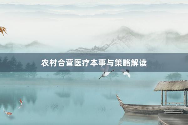 农村合营医疗本事与策略解读